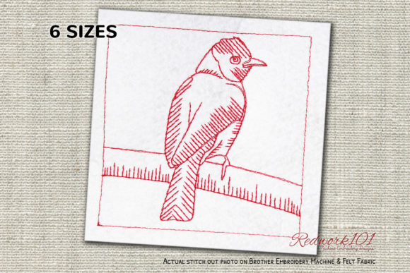 African Red-Eyed Bulbul Redwork: A Festive Touch