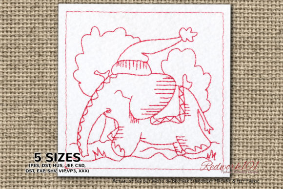 Christmas Baby Elephant Redwork: A Charming Embroidery Design