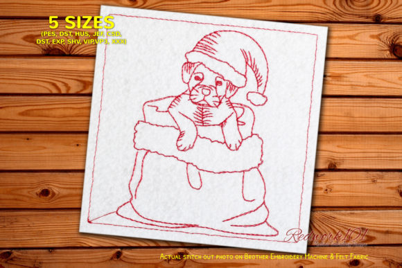 Christmas Dog Redwork Design: A Festive Embroidery Gem