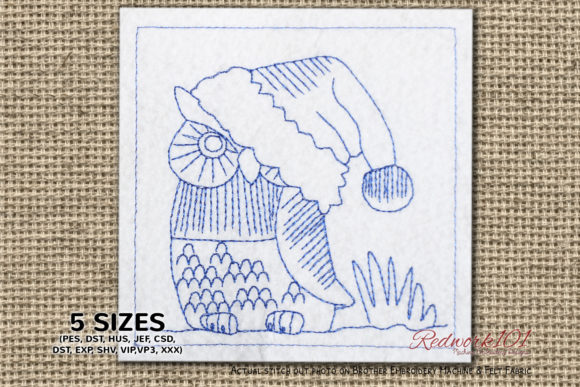 Christmas Owl Bluework: A Festive and Charming Embroidery Design
