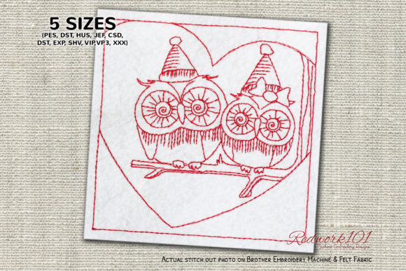 Christmas Owl Couple Design: A Charming Embroidery Choice