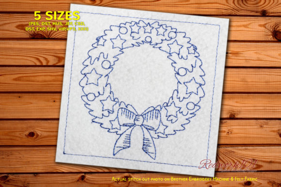 Colorful Christmas Wreath Redwork Design Review