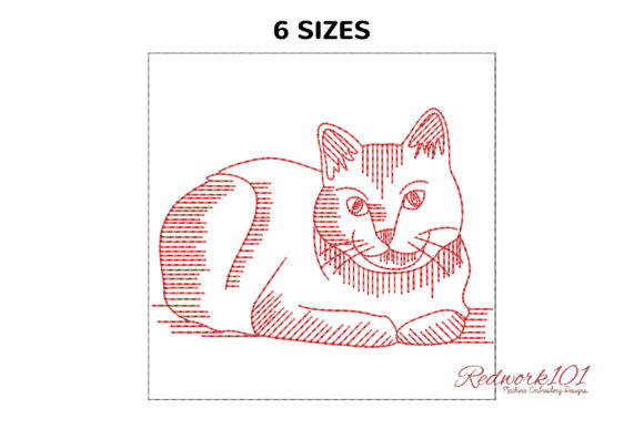 Cute Russian Blue Cat Redwork: A Charming Addition