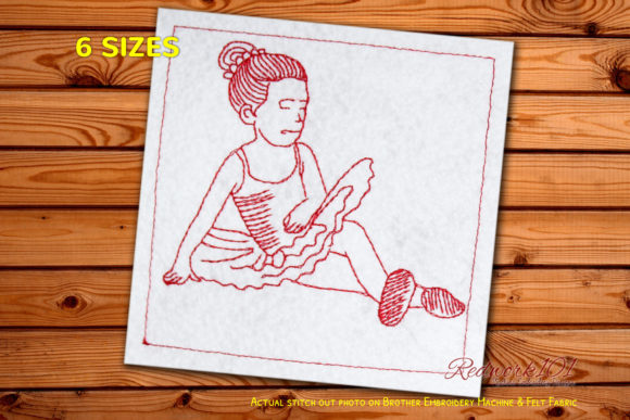 Evaluating the Beautiful Ballerina Sitting Redwork Embroidery Design